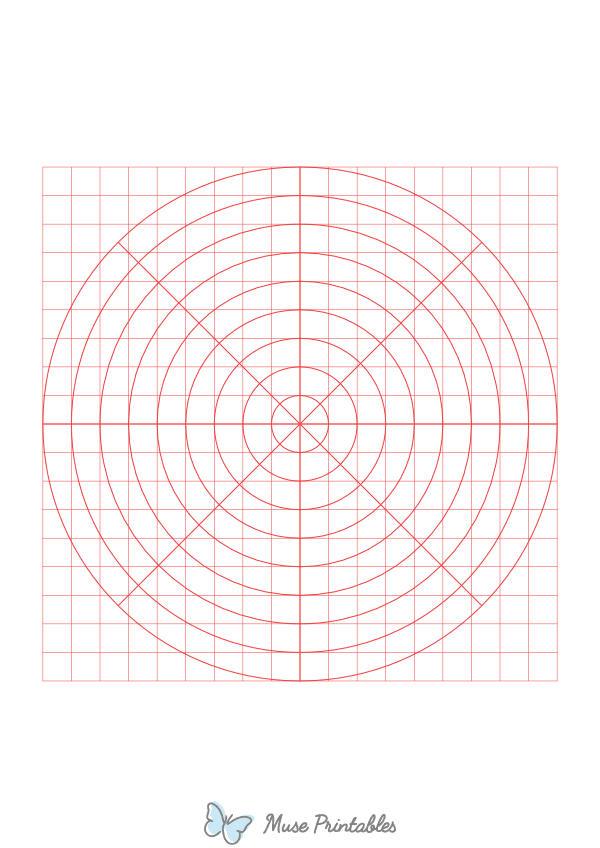 1 cm Red Circular Graph Paper : A4-sized paper (8.27 x 11.69)