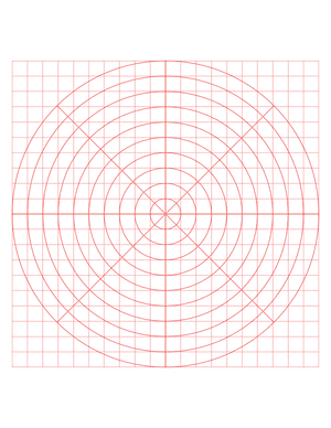 1 cm Red Circular Graph Paper  - Letter