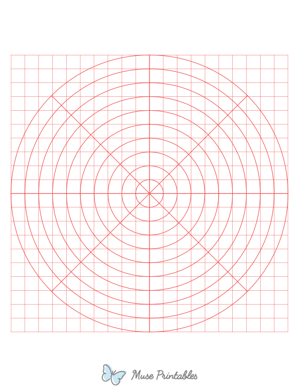 1 cm Red Circular Graph Paper : Letter-sized paper (8.5 x 11)