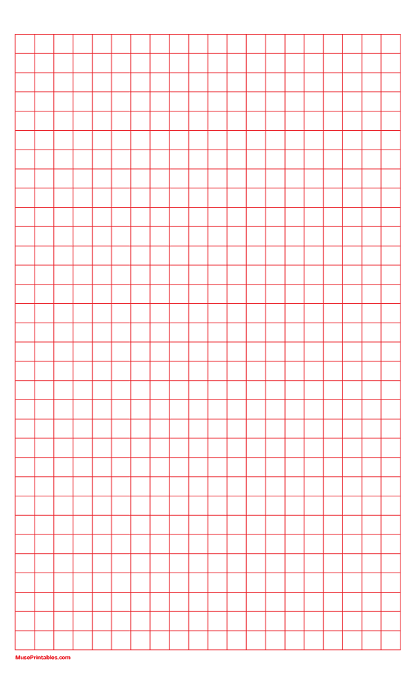 1 cm Red Graph Paper: Legal-sized paper (8.5 x 14)