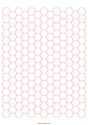 1 Cm Red Hexagon Graph Paper - A4