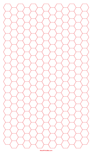 1 Cm Red Hexagon Graph Paper - Legal