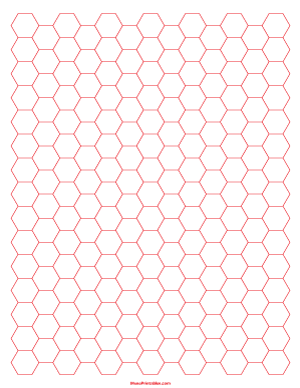 1 Cm Red Hexagon Graph Paper - Letter