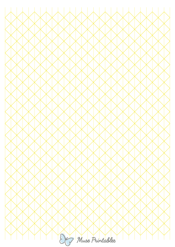 1 cm Yellow Axonometric Graph Paper : A4-sized paper (8.27 x 11.69)