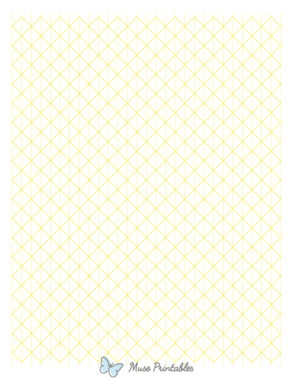 1 cm Yellow Axonometric Graph Paper : Letter-sized paper (8.5 x 11)
