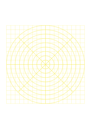 1 cm Yellow Circular Graph Paper  - A4