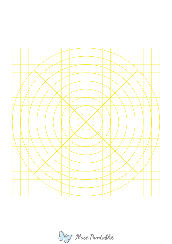 1 cm Yellow Circular Graph Paper : A4-sized paper (8.27 x 11.69)