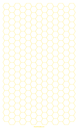 1 Cm Yellow Hexagon Graph Paper - Legal