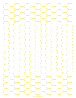 1 Cm Yellow Hexagon Graph Paper - Letter