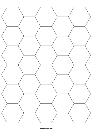 1 Inch Black Hexagon Graph Paper - A4