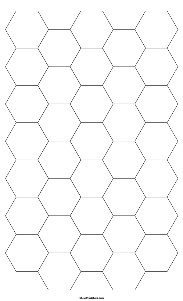 1 Inch Black Hexagon Graph Paper: Legal-sized paper (8.5 x 14)
