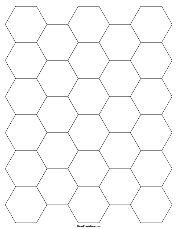 1 Inch Black Hexagon Graph Paper: Letter-sized paper (8.5 x 11)