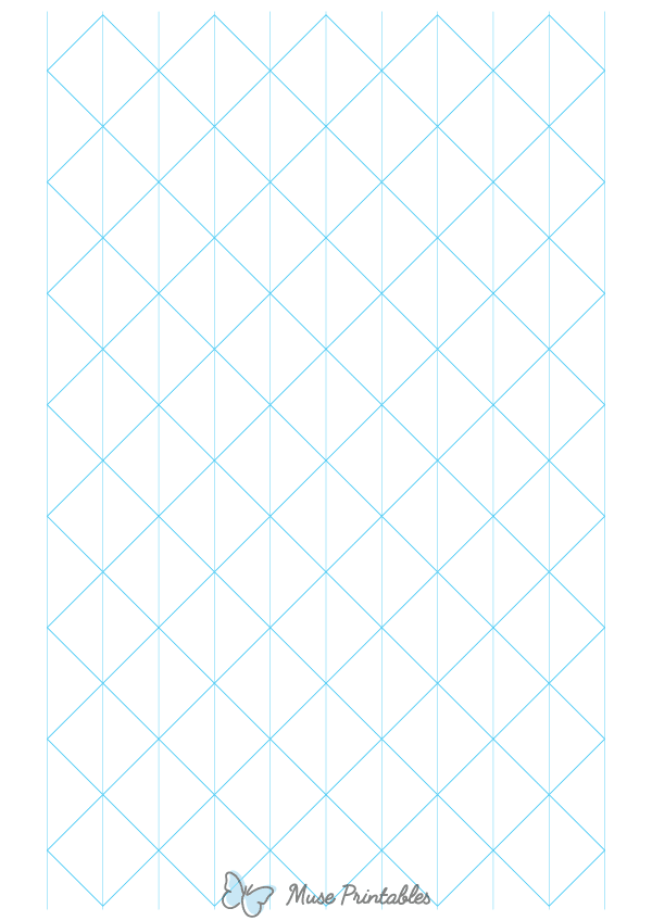 1 Inch Blue Axonometric Graph Paper : A4-sized paper (8.27 x 11.69)