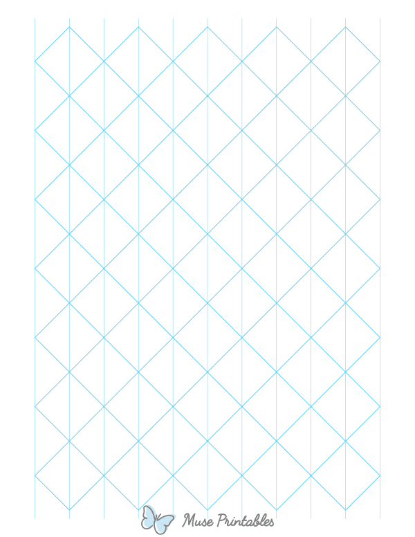 1 Inch Blue Axonometric Graph Paper : Letter-sized paper (8.5 x 11)