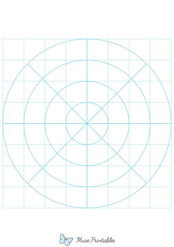 1 Inch Blue Circular Graph Paper : A4-sized paper (8.27 x 11.69)