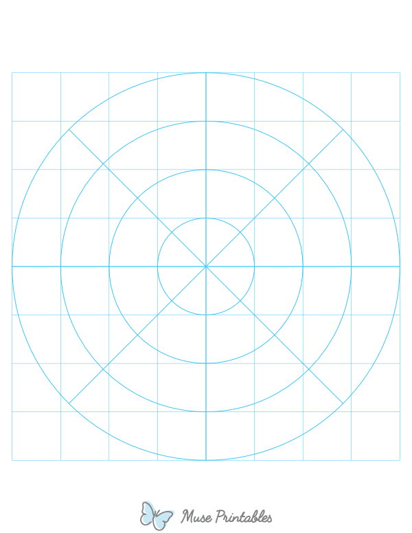 1 Inch Blue Circular Graph Paper : Letter-sized paper (8.5 x 11)