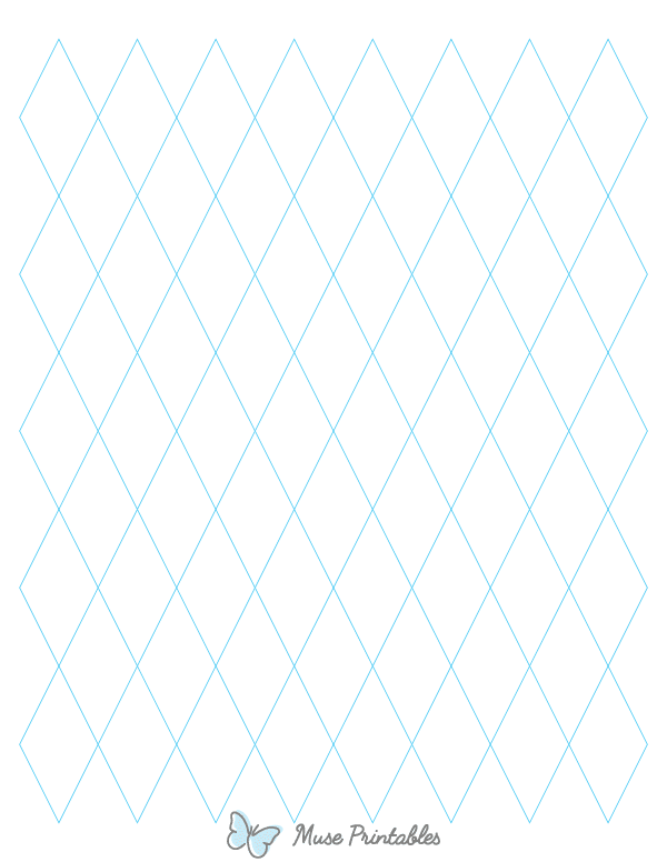 1 Inch Blue Diamond Graph Paper : Letter-sized paper (8.5 x 11)