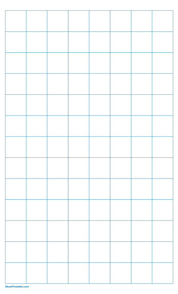 1 Inch Blue Graph Paper: Legal-sized paper (8.5 x 14)