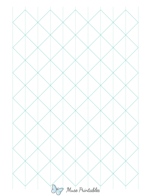 1 Inch Blue Green Axonometric Graph Paper : Letter-sized paper (8.5 x 11)