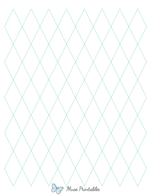 1 Inch Blue Green Diamond Graph Paper : Letter-sized paper (8.5 x 11)