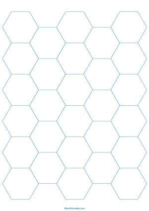 1 Inch Blue Hexagon Graph Paper - A4