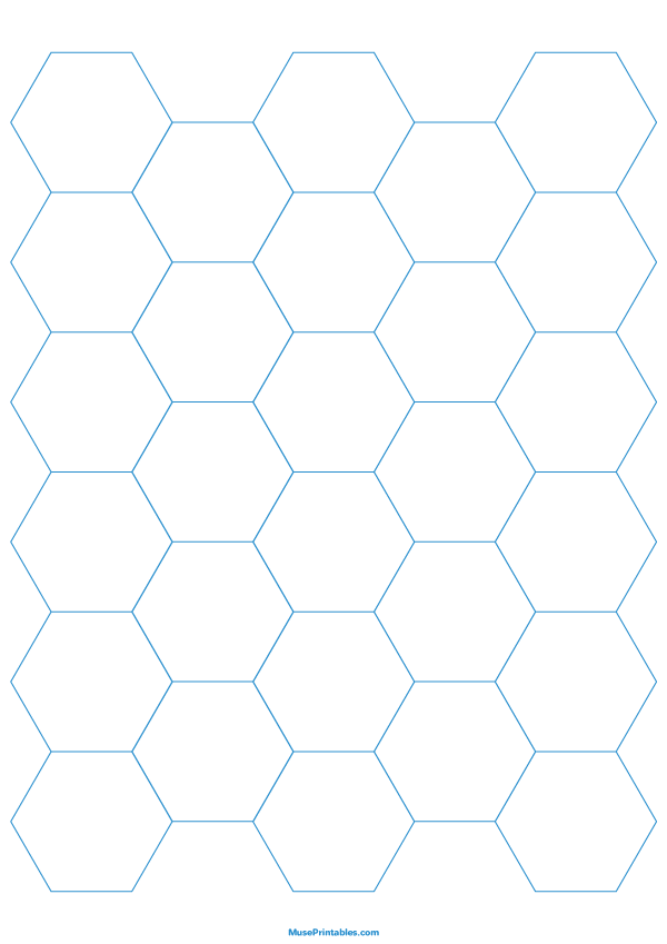 1 Inch Blue Hexagon Graph Paper: A4-sized paper (8.27 x 11.69)