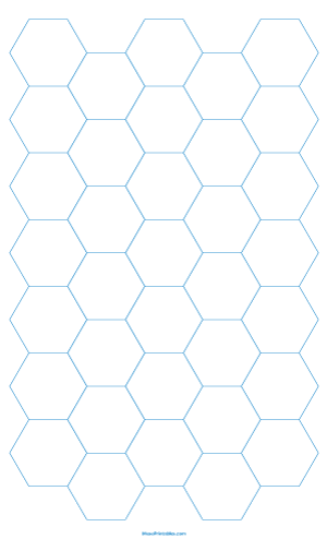 1 Inch Blue Hexagon Graph Paper - Legal