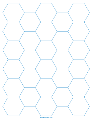 1 Inch Blue Hexagon Graph Paper - Letter