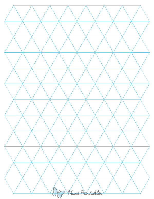 1 Inch Blue Triangle Graph Paper : Letter-sized paper (8.5 x 11)