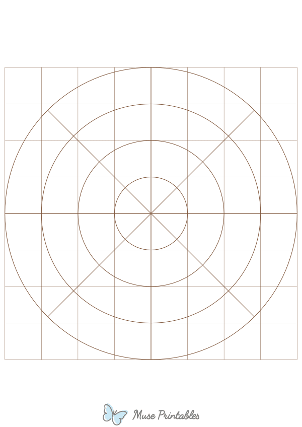 1 Inch Brown Circular Graph Paper : A4-sized paper (8.27 x 11.69)