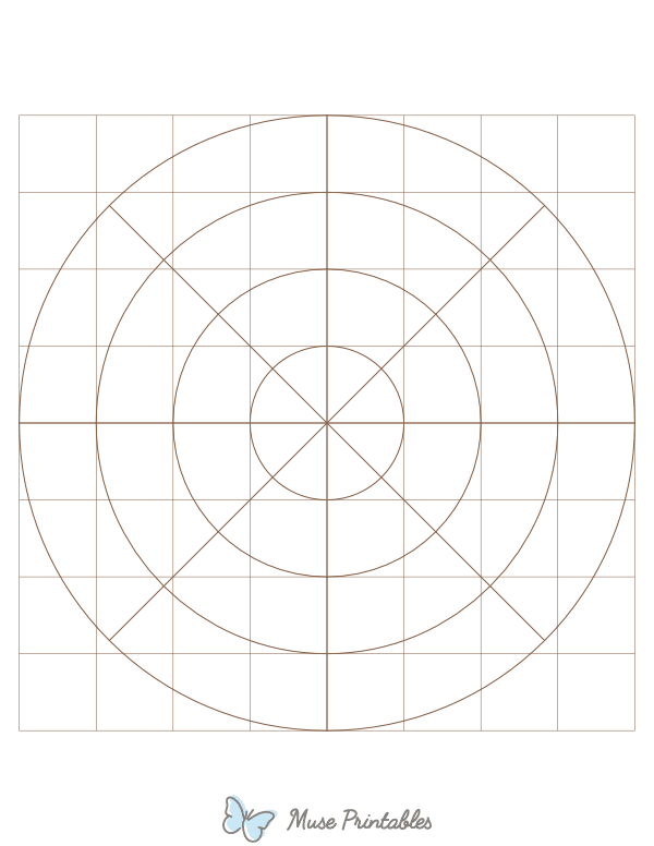 1 Inch Brown Circular Graph Paper : Letter-sized paper (8.5 x 11)