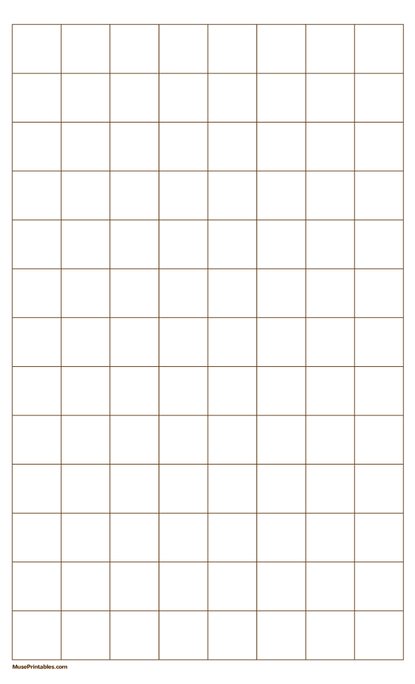 1 Inch Brown Graph Paper: Legal-sized paper (8.5 x 14)