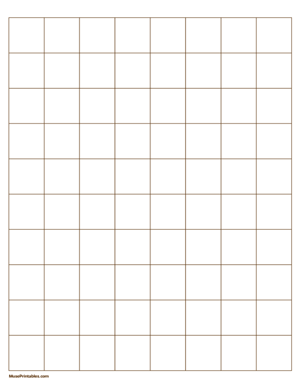 1 Inch Brown Graph Paper: Letter-sized paper (8.5 x 11)