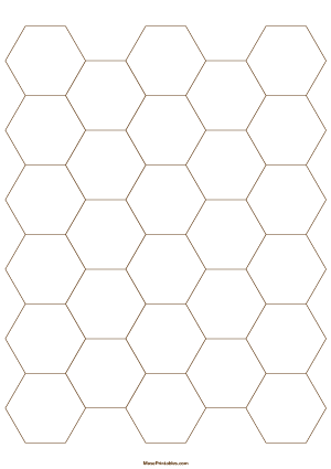 1 Inch Brown Hexagon Graph Paper - A4