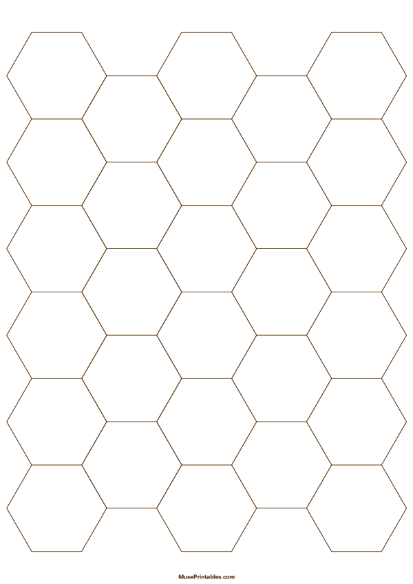 1 Inch Brown Hexagon Graph Paper: A4-sized paper (8.27 x 11.69)