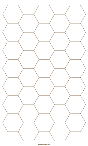 1 Inch Brown Hexagon Graph Paper - Legal