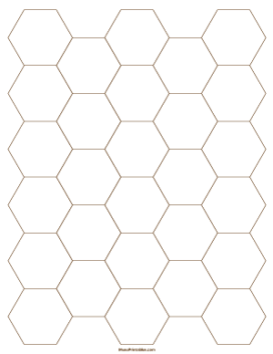 1 Inch Brown Hexagon Graph Paper - Letter