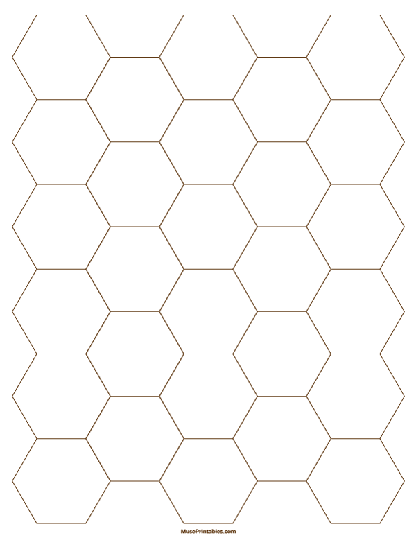 1 Inch Brown Hexagon Graph Paper: Letter-sized paper (8.5 x 11)