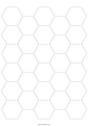1 Inch Gray Hexagon Graph Paper - A4