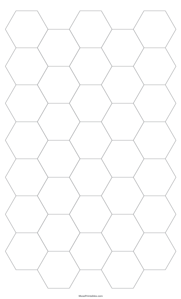 1 Inch Gray Hexagon Graph Paper: Legal-sized paper (8.5 x 14)