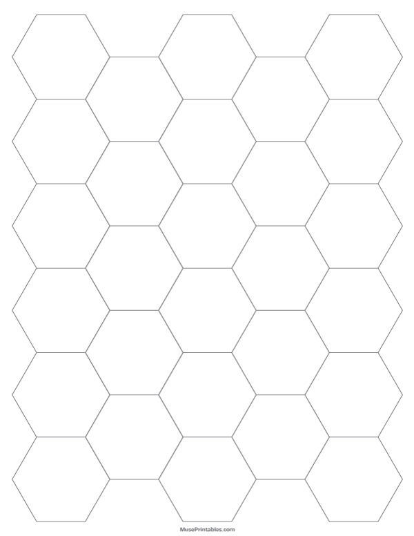 1 Inch Gray Hexagon Graph Paper: Letter-sized paper (8.5 x 11)