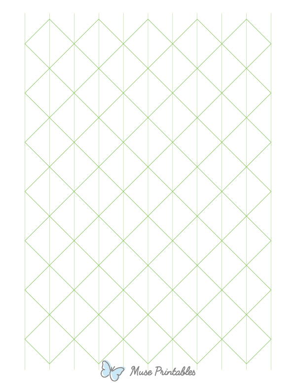 1 Inch Green Axonometric Graph Paper : Letter-sized paper (8.5 x 11)