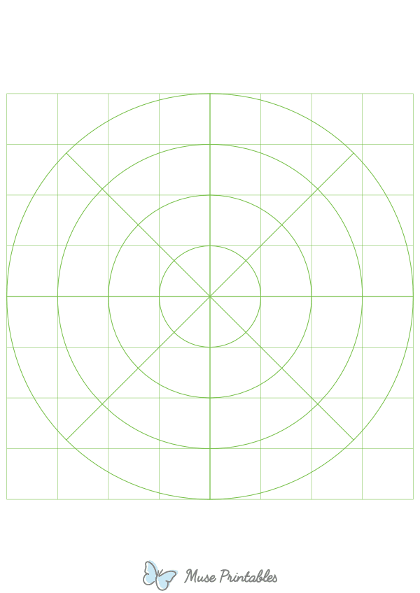 1 Inch Green Circular Graph Paper : A4-sized paper (8.27 x 11.69)