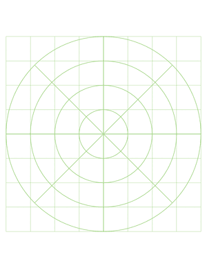 1 Inch Green Circular Graph Paper  - Letter