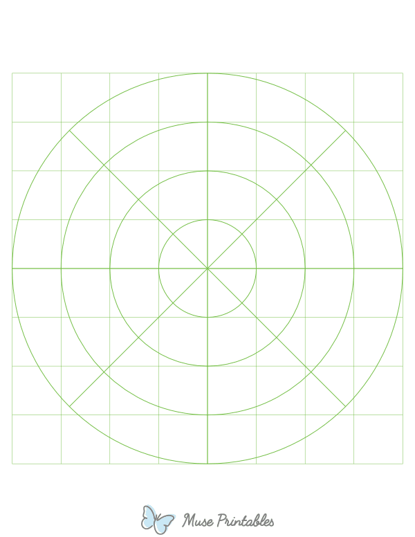 1 Inch Green Circular Graph Paper : Letter-sized paper (8.5 x 11)