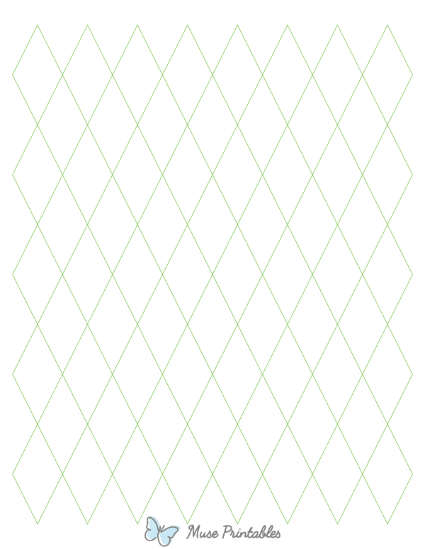 1 Inch Green Diamond Graph Paper : Letter-sized paper (8.5 x 11)
