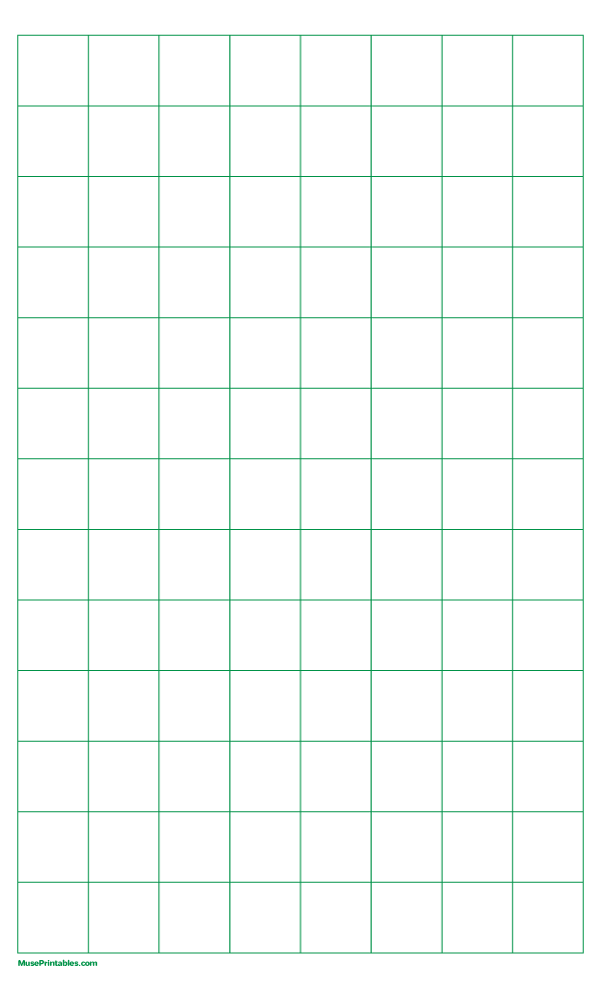 1 Inch Green Graph Paper: Legal-sized paper (8.5 x 14)