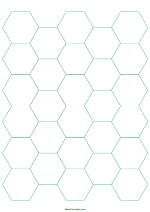 1 Inch Green Hexagon Graph Paper - A4