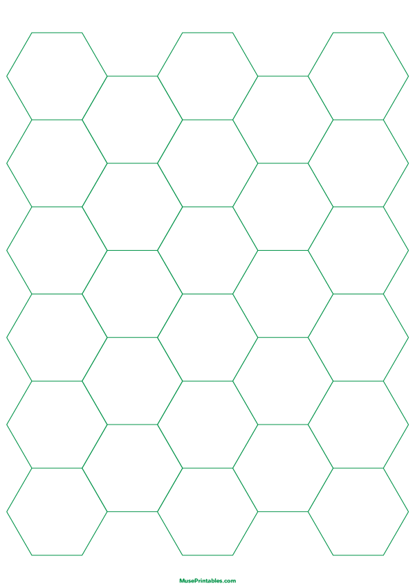 1 Inch Green Hexagon Graph Paper: A4-sized paper (8.27 x 11.69)