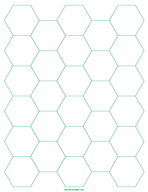 1 Inch Green Hexagon Graph Paper - Letter